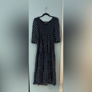 Christy Dawn Smocked Navy and White Floral Maxi Dress